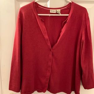 Cropped Red Button-Up Cardigan